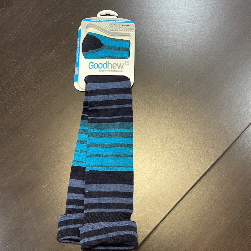 Goodhew Tempest Knee High Merino Socks - in Navy.